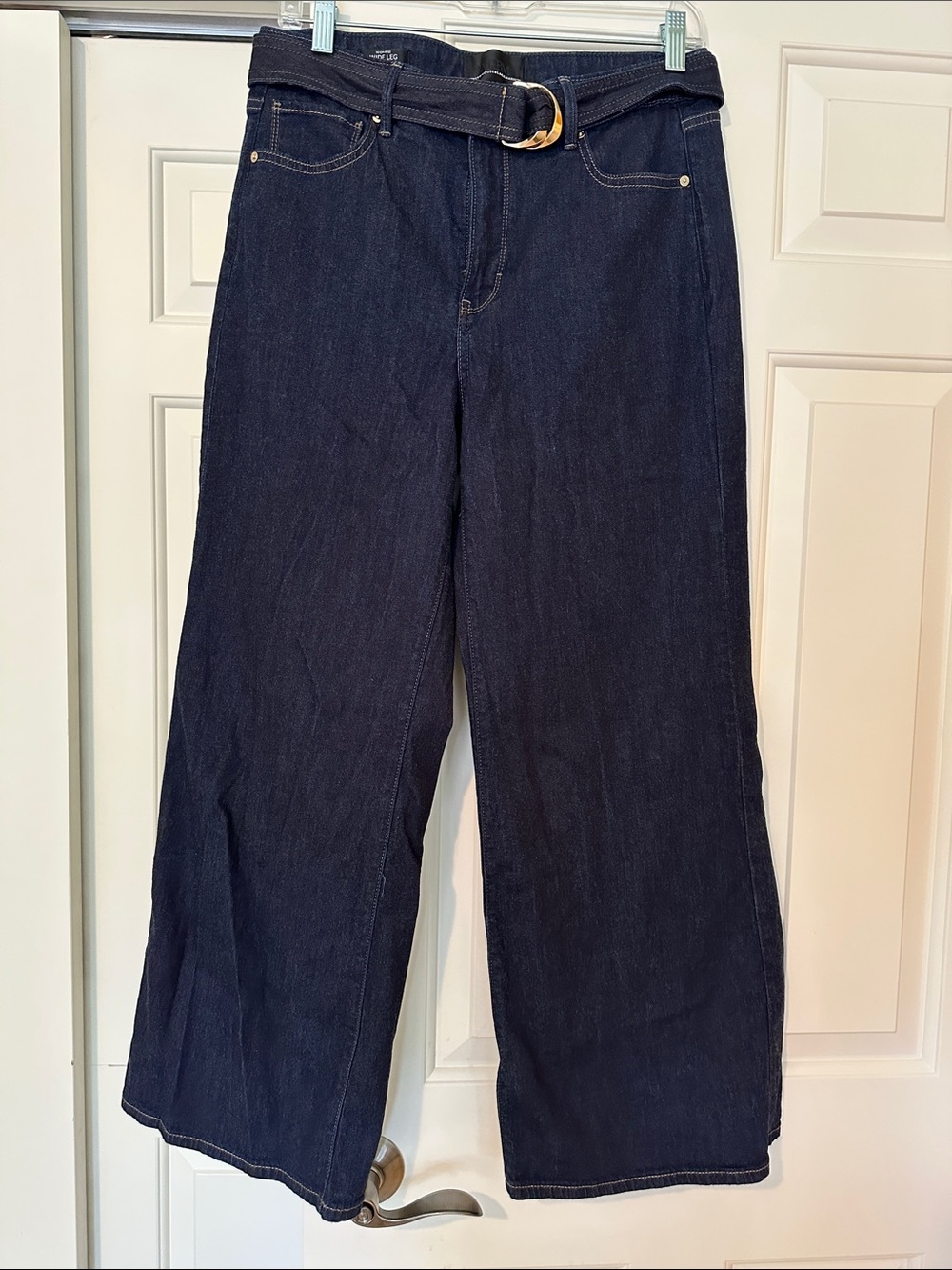 White House Black Market Dark Blue Wide-Leg Jeans with Belt